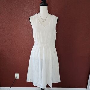 Nicole Miller White Eyelet Midi Dress